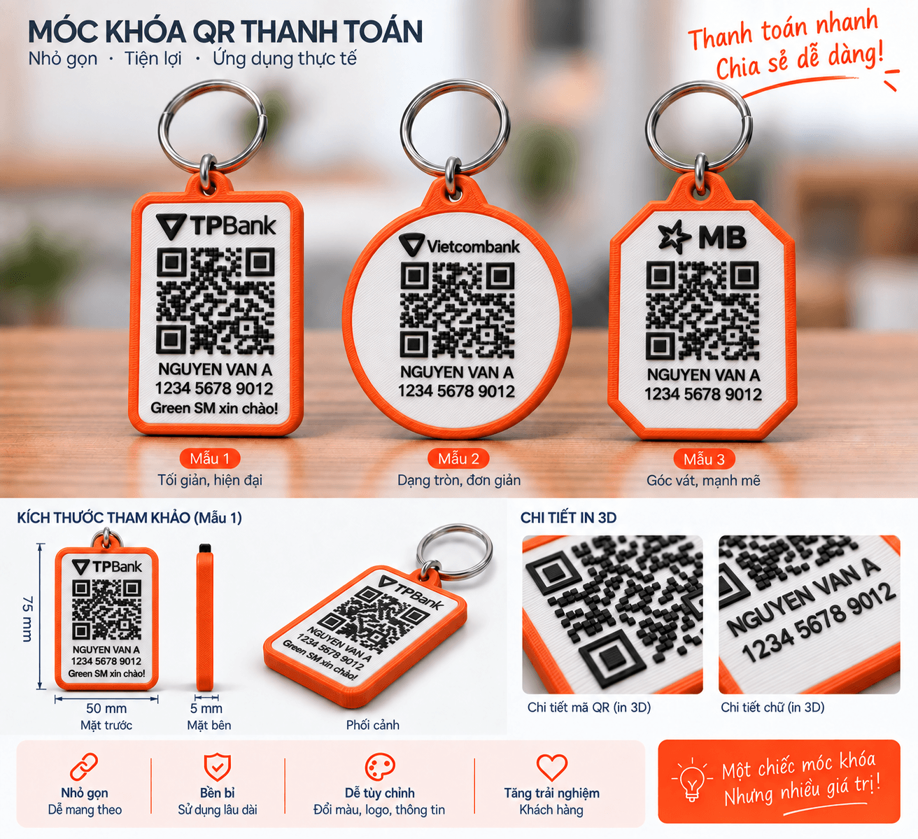 Móc khóa QR 3D - ảnh 1